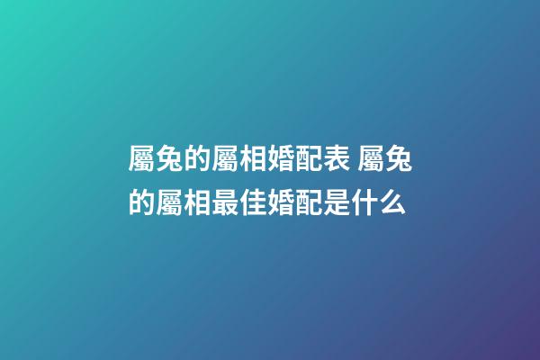 屬兔的屬相婚配表 屬兔的屬相最佳婚配是什么-第1張-觀點-玄機派